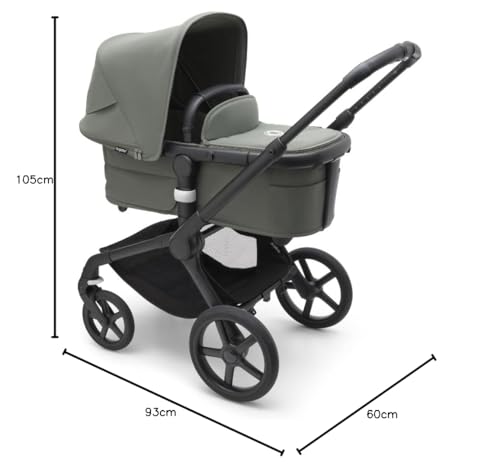 Bugaboo Fox 5 Cochecito de Bebé 2 en 1 Todo Terreno, Suspensión Total, Fácil Plegado, Chasis Negro / Capota Forest Green