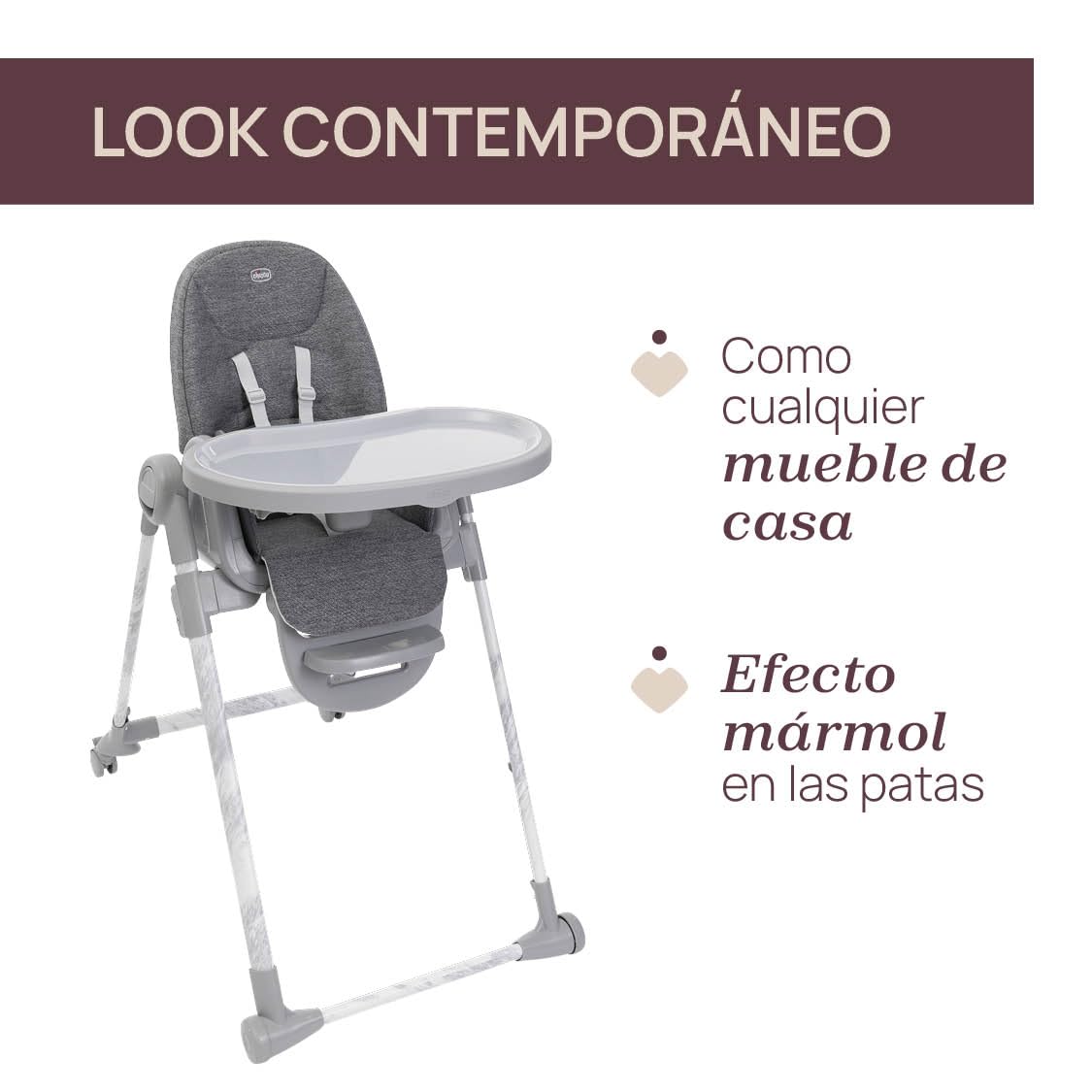 Chicco Polly Armonia Trona Evolutiva 3en1, de 0 Meses a 40 kg, 9 Alturas, Plegado Compacto, Gris Oscuro