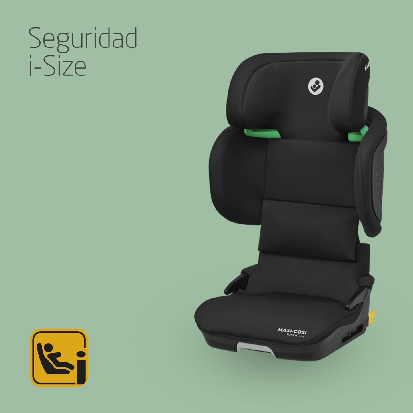 Maxi-Cosi Tanza i-Size Silla de Coche Plegable ISOFIX, de 3.5 a 12 Años (100-150 cm), Protección G-CELL, Full Black