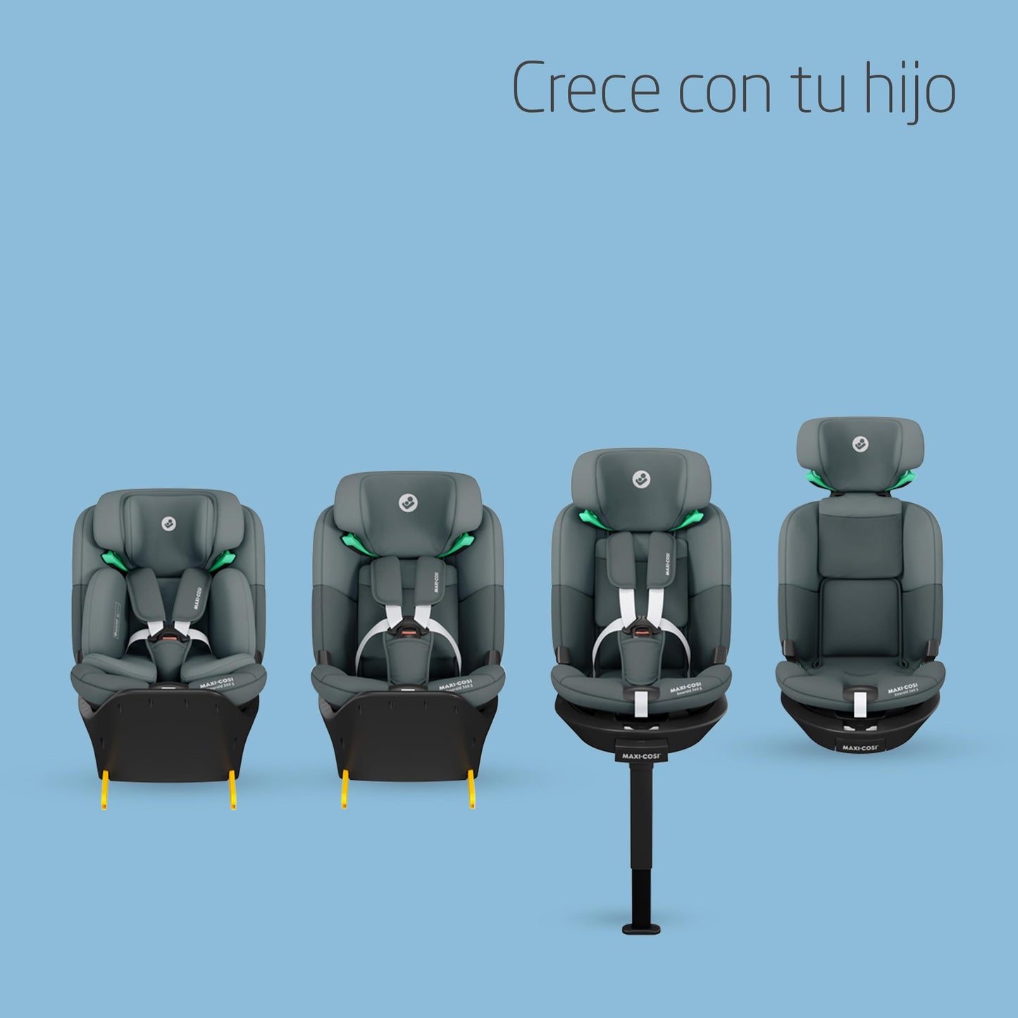 Maxi-Cosi Emerald 360 S i-Size Silla de Coche Giratoria, de 0-12 Años (40-150 cm), Protección G-CELL, Tonal Graphite