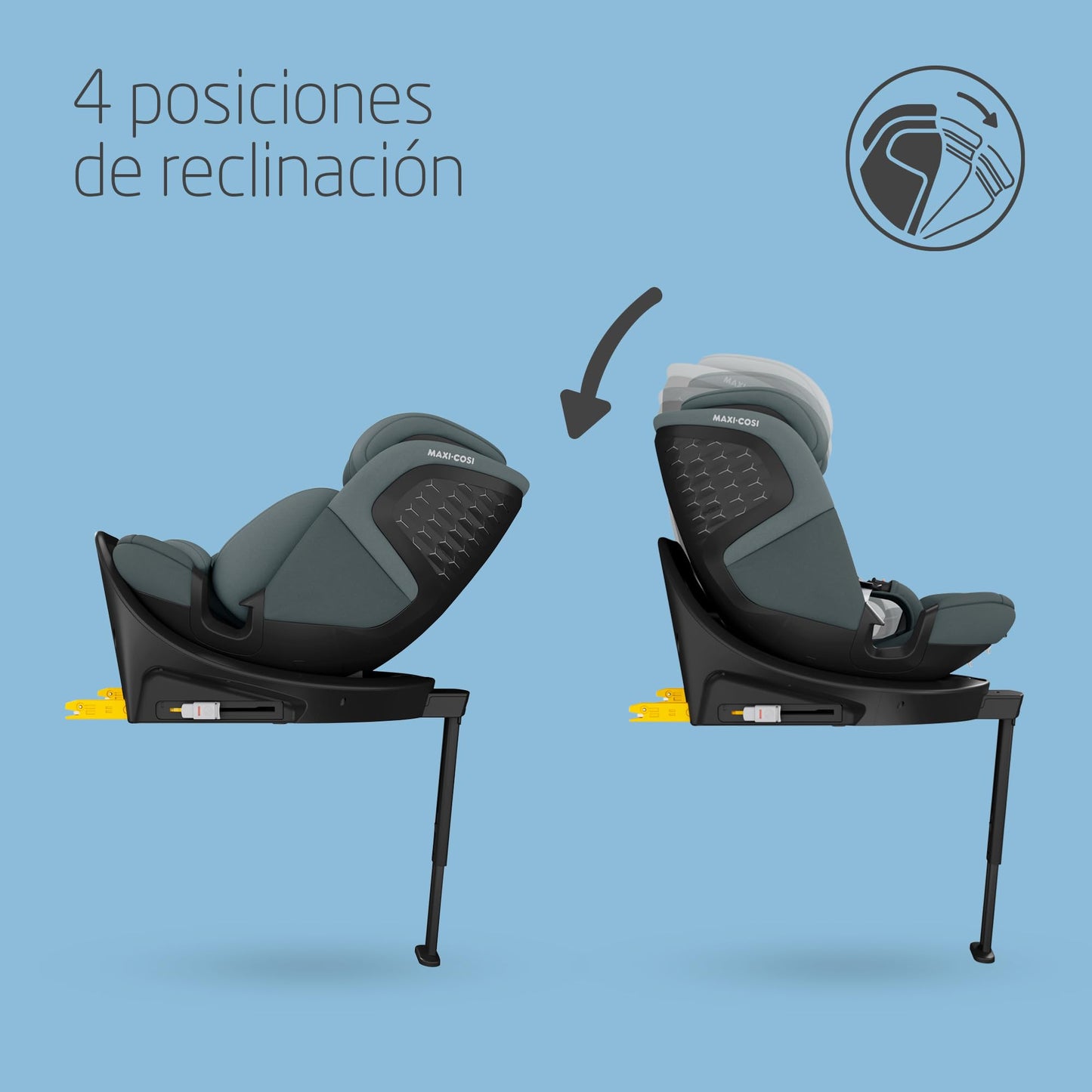 Maxi-Cosi Emerald 360 S i-Size Silla de Coche Giratoria, de 0-12 Años (40-150 cm), Protección G-CELL, Tonal Graphite