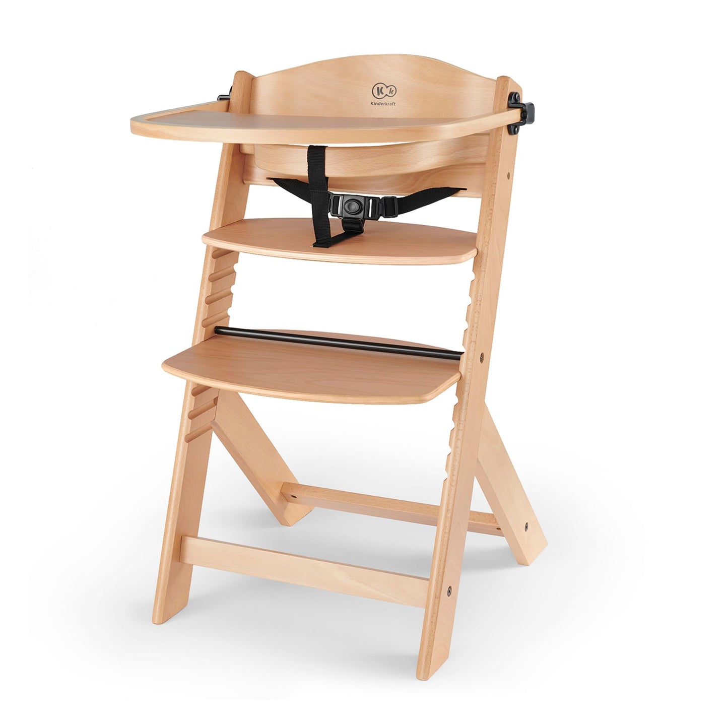 Kinderkraft ENOCK Trona Evolutiva de Madera, con Bandeja y Barrera, Portátil, Madera Natural
