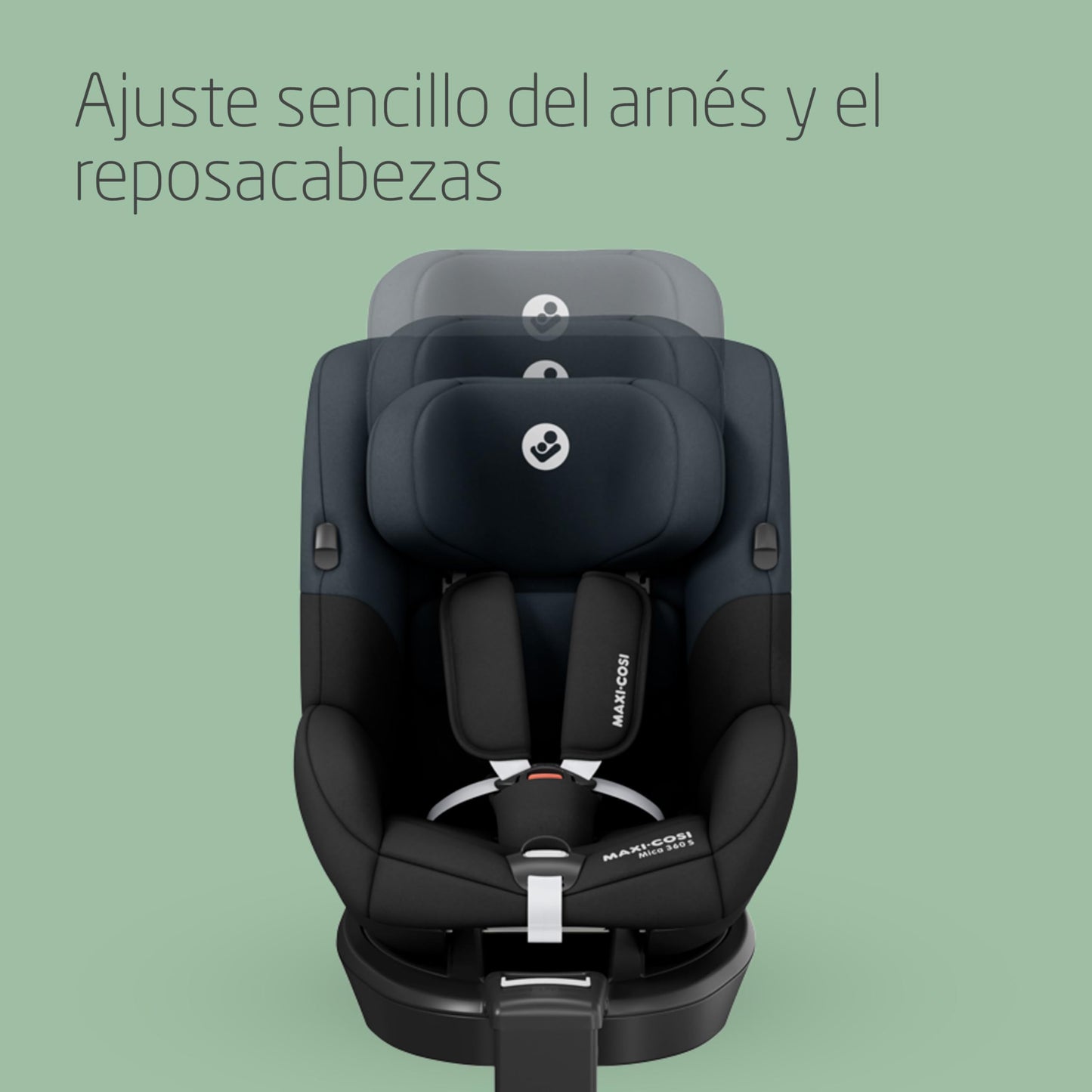 Maxi-Cosi Mica 360 S Silla de Coche Giratoria i-Size ISOFIX, de 3 Meses a 4 Años (61-105 cm), Protección G-CELL, Tonal Black