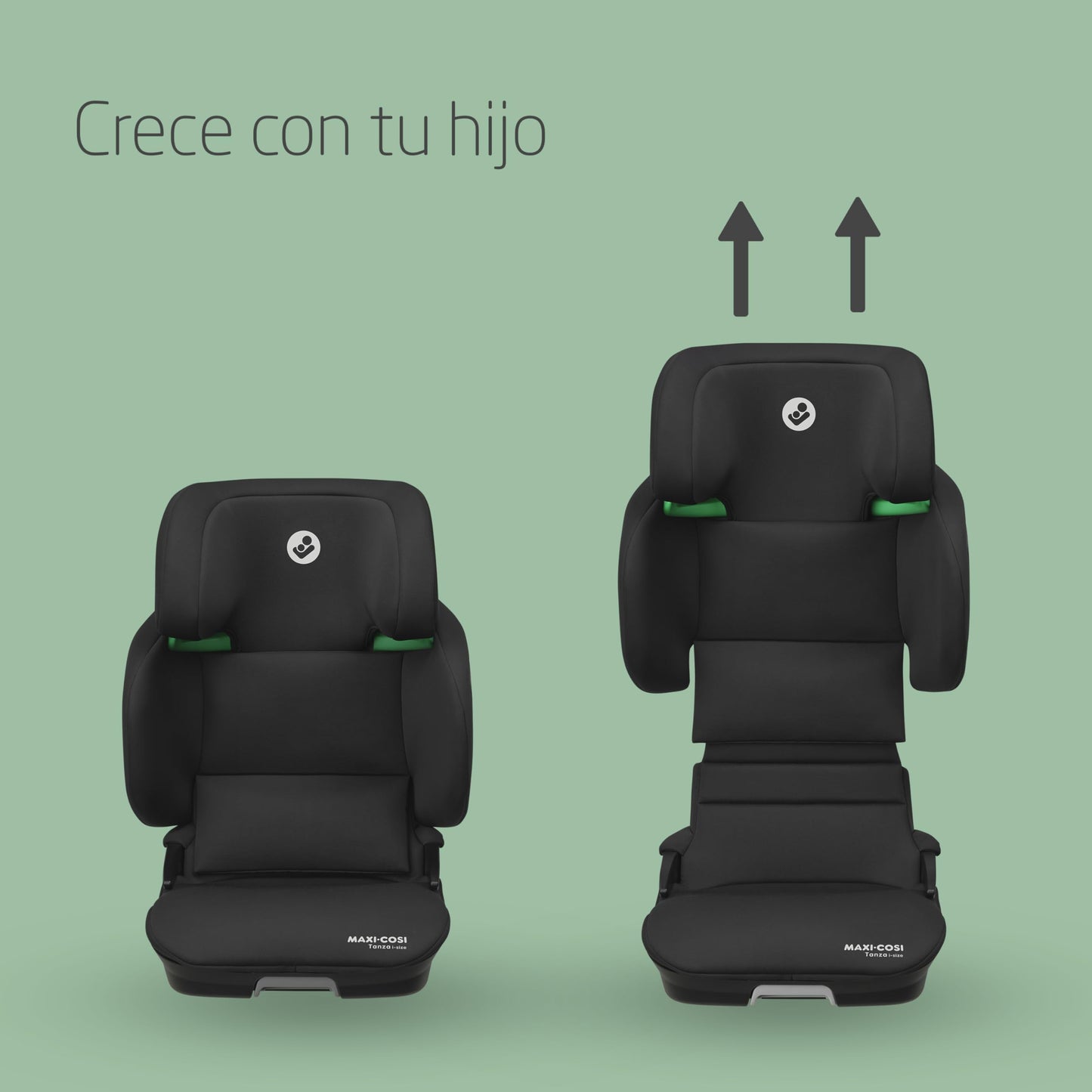 Maxi-Cosi Tanza i-Size Silla de Coche Plegable ISOFIX, de 3.5 a 12 Años (100-150 cm), Protección G-CELL, Full Black