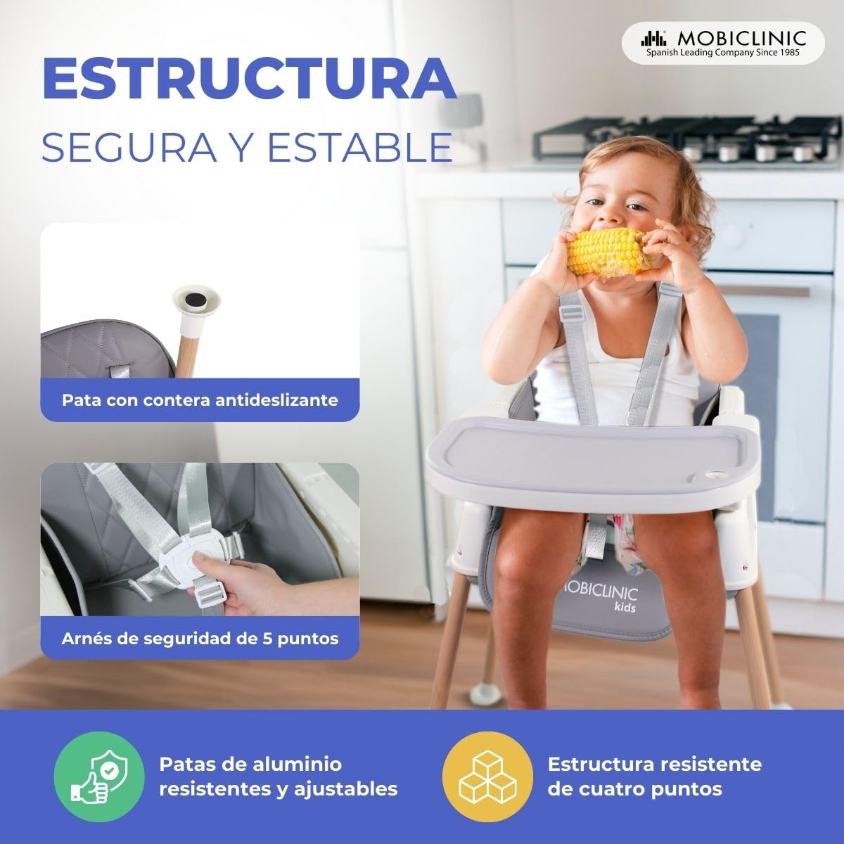 Mobiclinic Kids Kiara Trona Evolutiva 3 en 1, Plegable, Bandeja Ajustable, Impermeable, de 6-36 Meses