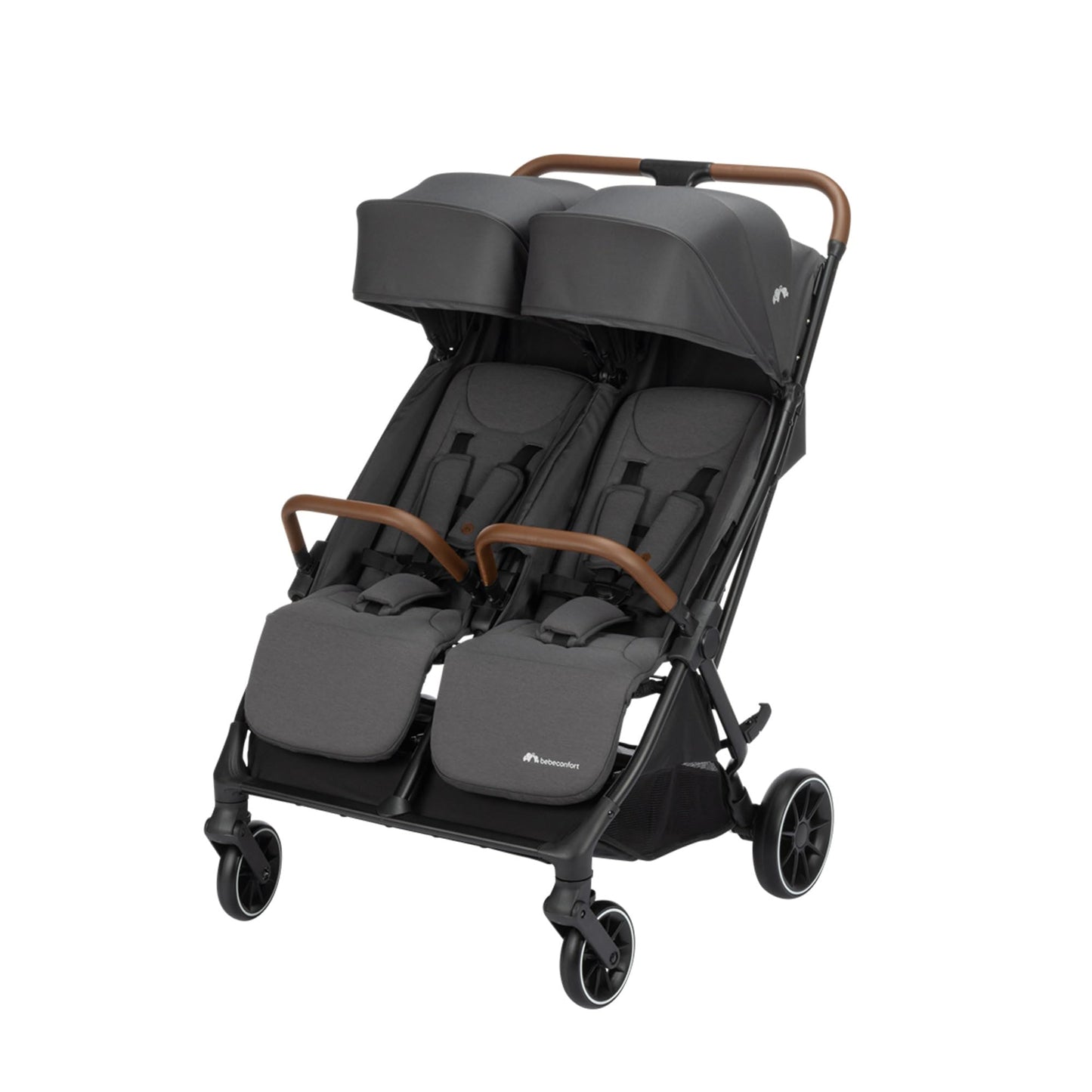 Bebeconfort Mane Carrito Gemelar, Plegado Automático, Reclinación Total, Arnés 5 Puntos, Mineral Graphite
