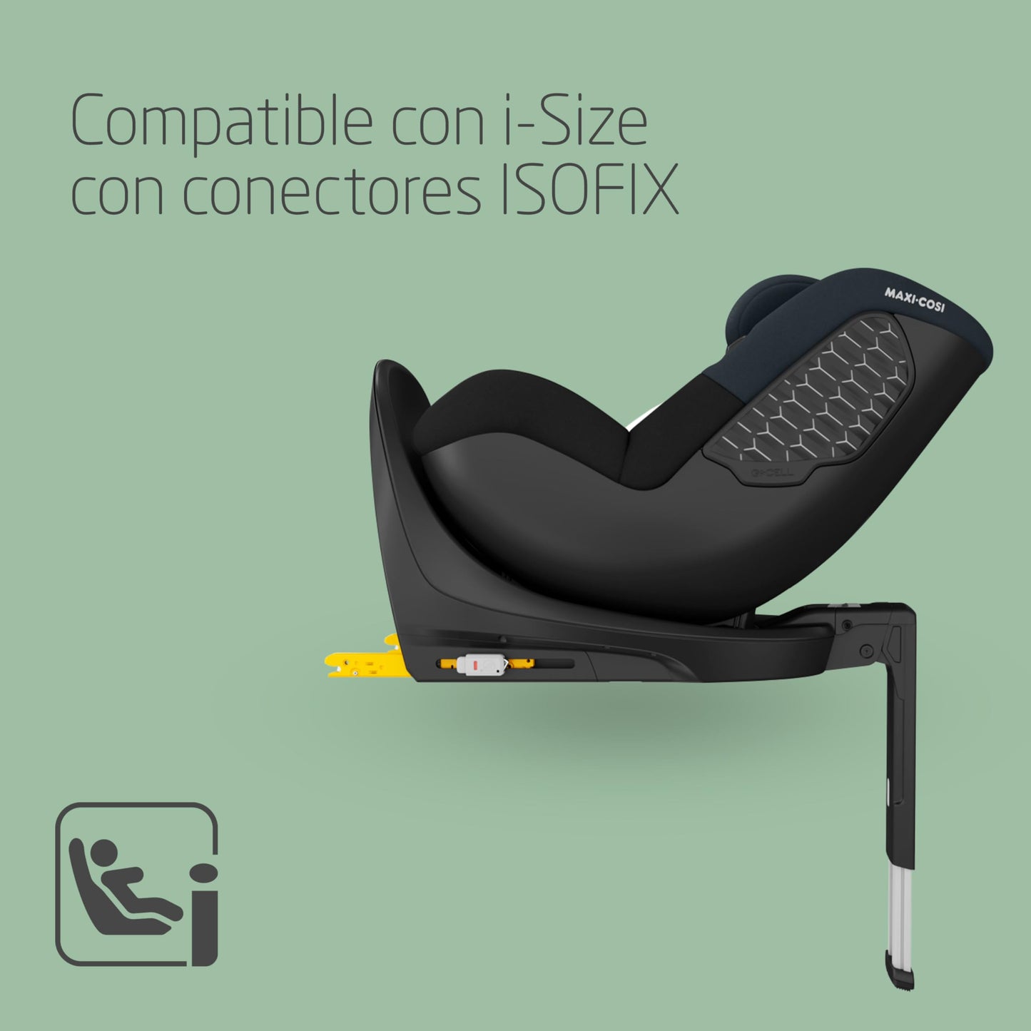 Maxi-Cosi Mica 360 S Silla de Coche Giratoria i-Size ISOFIX, de 3 Meses a 4 Años (61-105 cm), Protección G-CELL, Tonal Black