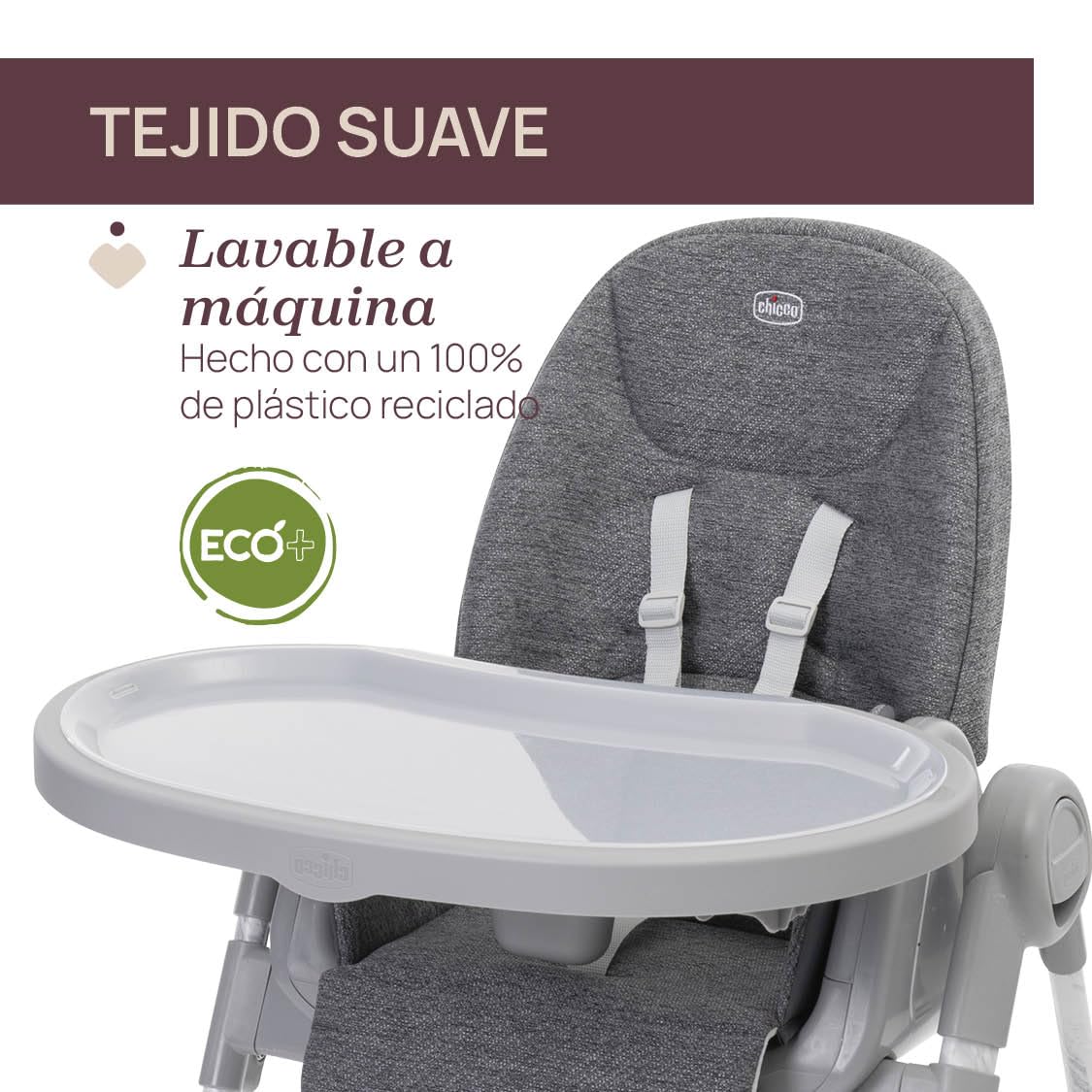 Chicco Polly Armonia Trona Evolutiva 3en1, de 0 Meses a 40 kg, 9 Alturas, Plegado Compacto, Gris Oscuro