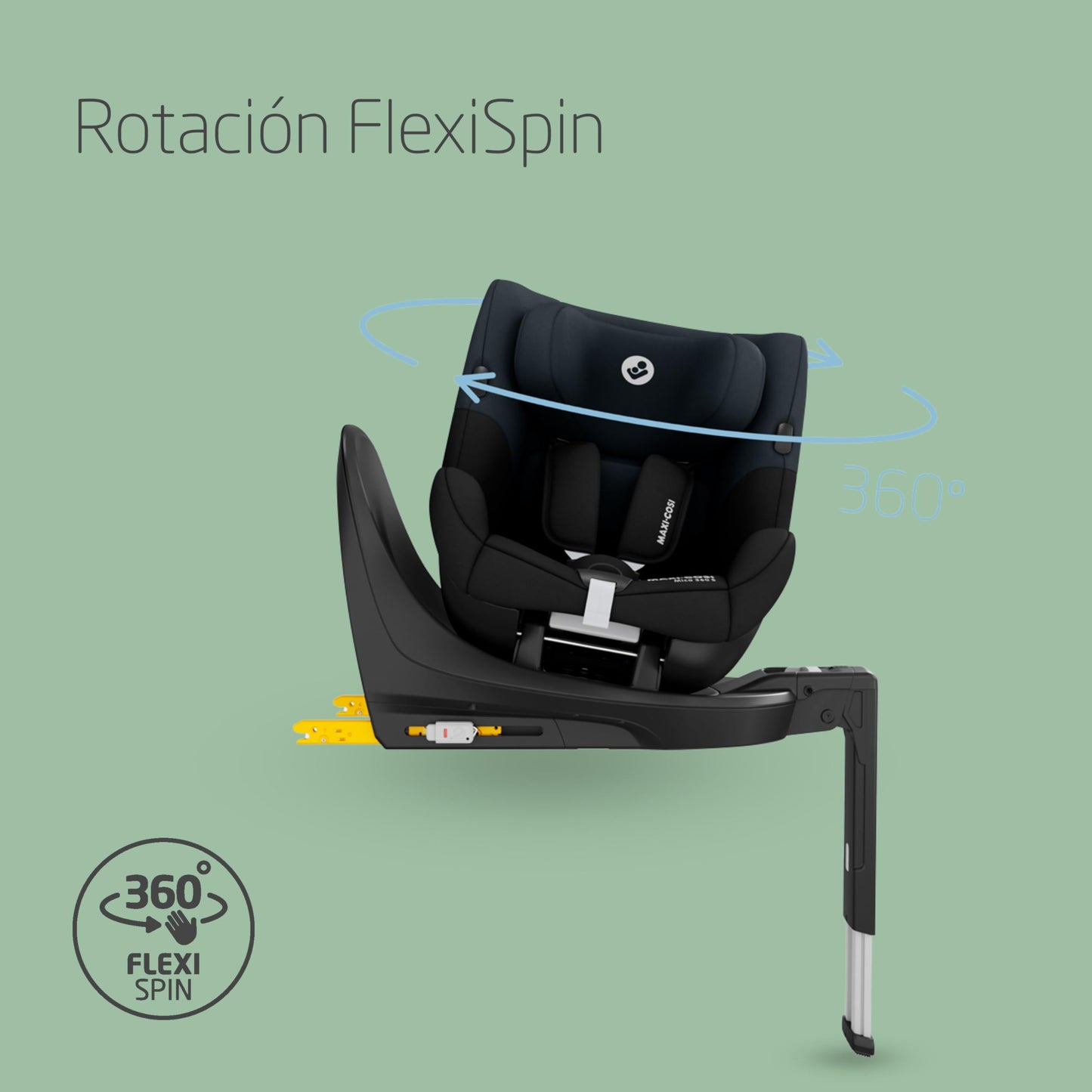 Maxi-Cosi Mica 360 S Silla de Coche Giratoria i-Size ISOFIX, de 3 Meses a 4 Años (61-105 cm), Protección G-CELL, Tonal Black