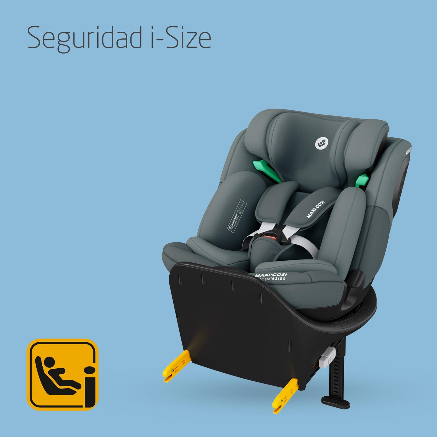 Maxi-Cosi Emerald 360 S i-Size Silla de Coche Giratoria, de 0-12 Años (40-150 cm), Protección G-CELL, Tonal Graphite