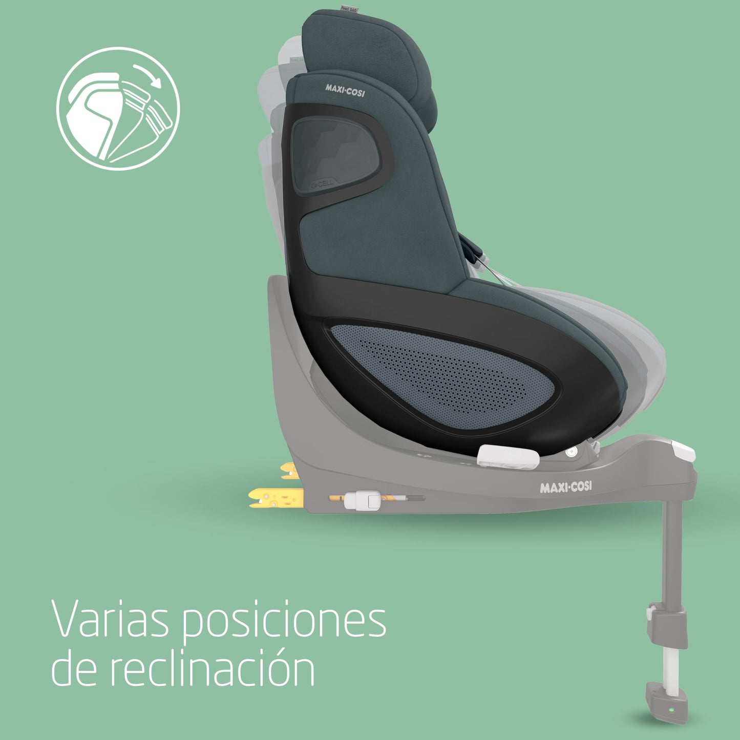 Maxi-Cosi Pearl 360 Silla de Coche Giratoria i-Size ISOFIX, de 3 Meses a 4 Años (61-105 cm), G-CELL, Authentic Graphite