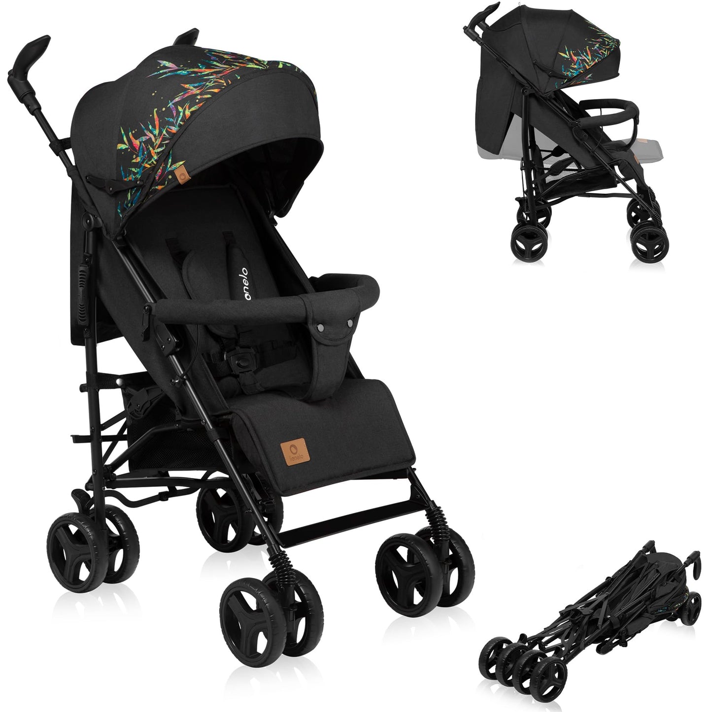 LIONELO Irma Cochecito de Bebé Ligero, Plegable, Reclinable, Ruedas Grandes, con Mosquitera, hasta 15 kg