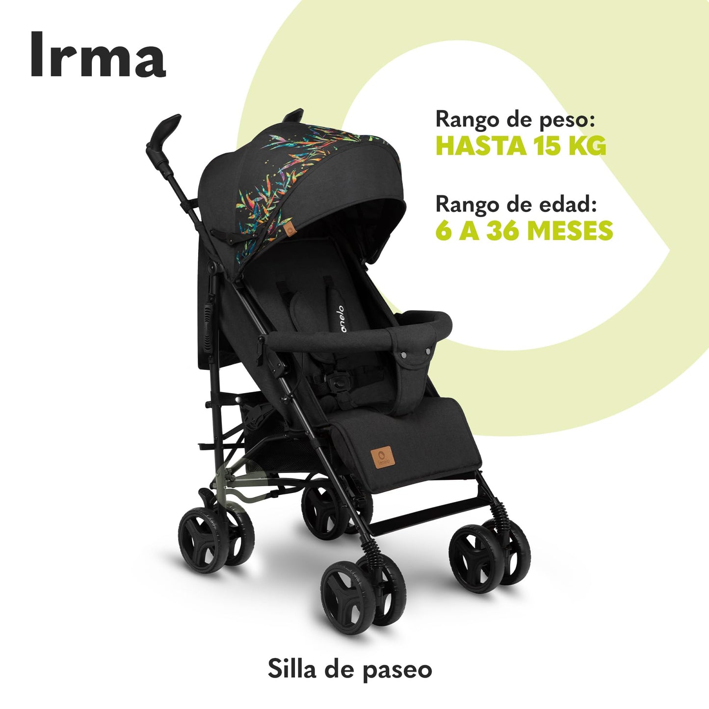 LIONELO Irma Cochecito de Bebé Ligero, Plegable, Reclinable, Ruedas Grandes, con Mosquitera, hasta 15 kg