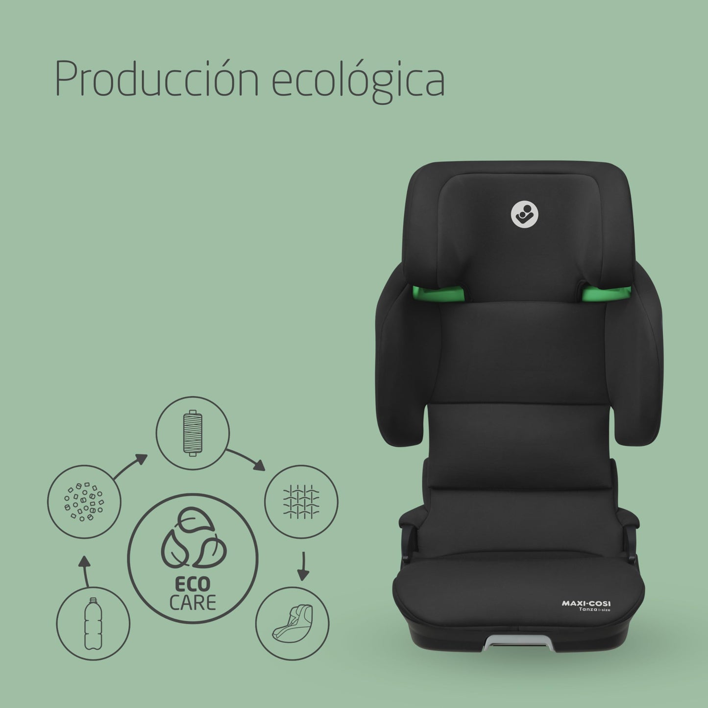 Maxi-Cosi Tanza i-Size Silla de Coche Plegable ISOFIX, de 3.5 a 12 Años (100-150 cm), Protección G-CELL, Full Black