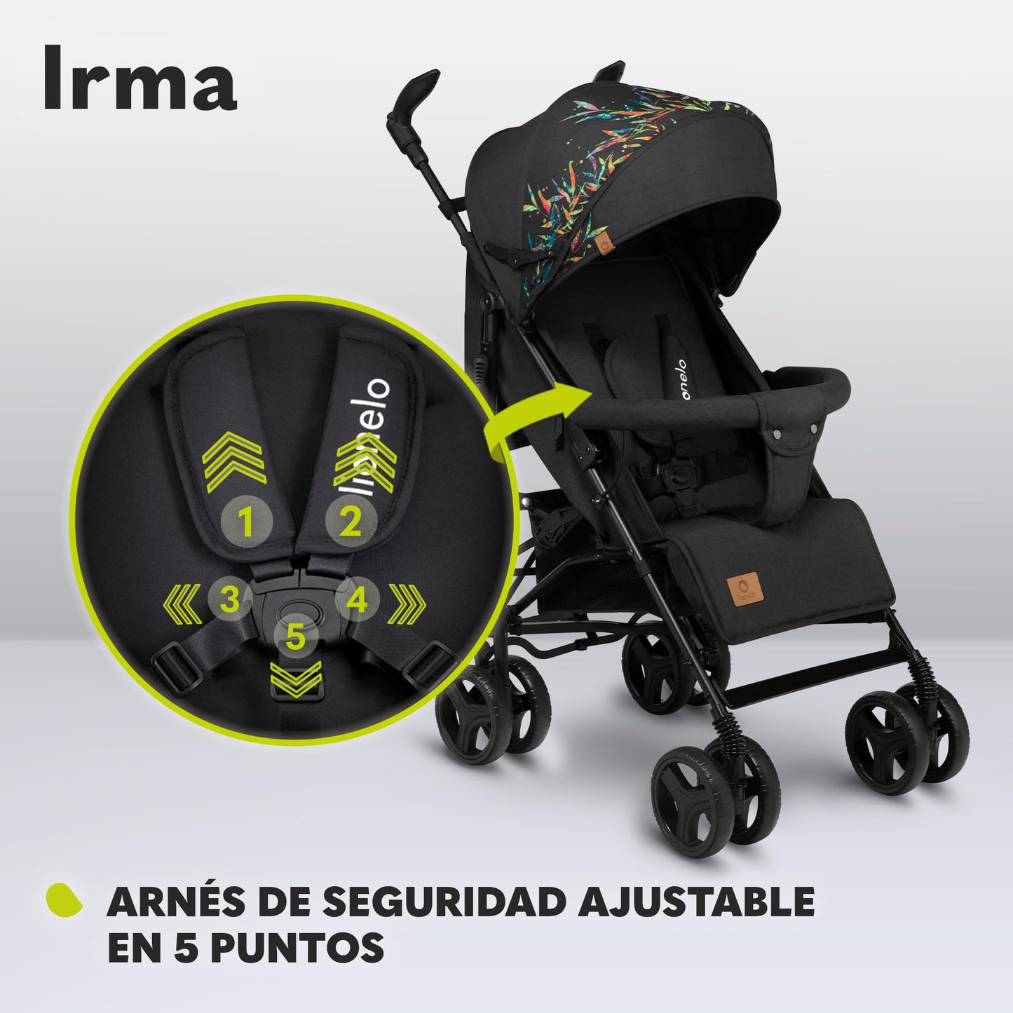 LIONELO Irma Cochecito de Bebé Ligero, Plegable, Reclinable, Ruedas Grandes, con Mosquitera, hasta 15 kg