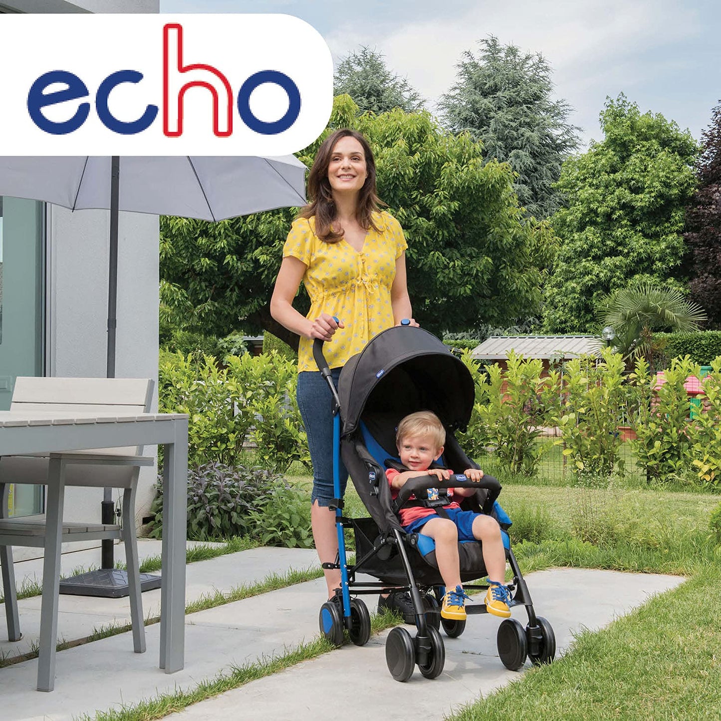 Chicco Echo Silla de Paseo Ligera, Plegable, desde el Nacimiento, hasta 22 kg, Piedra