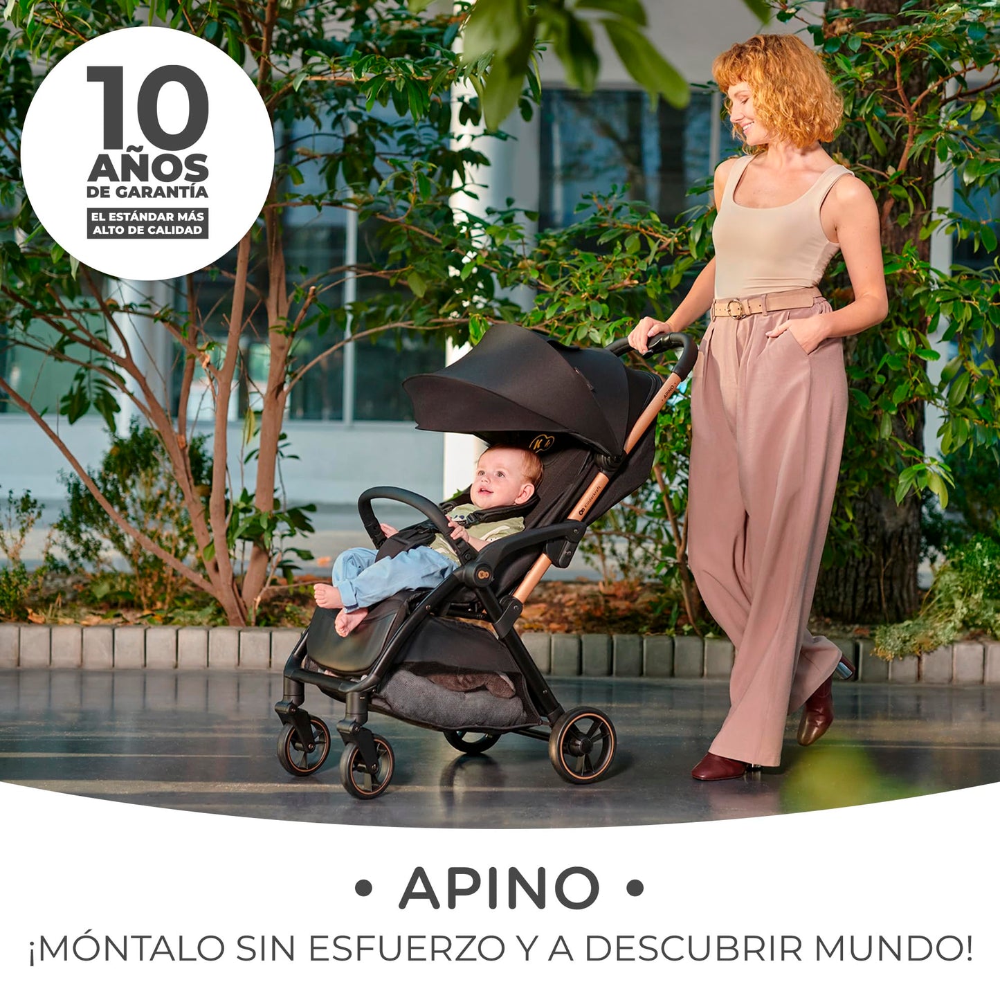 Kinderkraft APINO Silla de Paseo Ligera, Plegado Automático, Posición Tumbada, hasta 24 kg, Negro