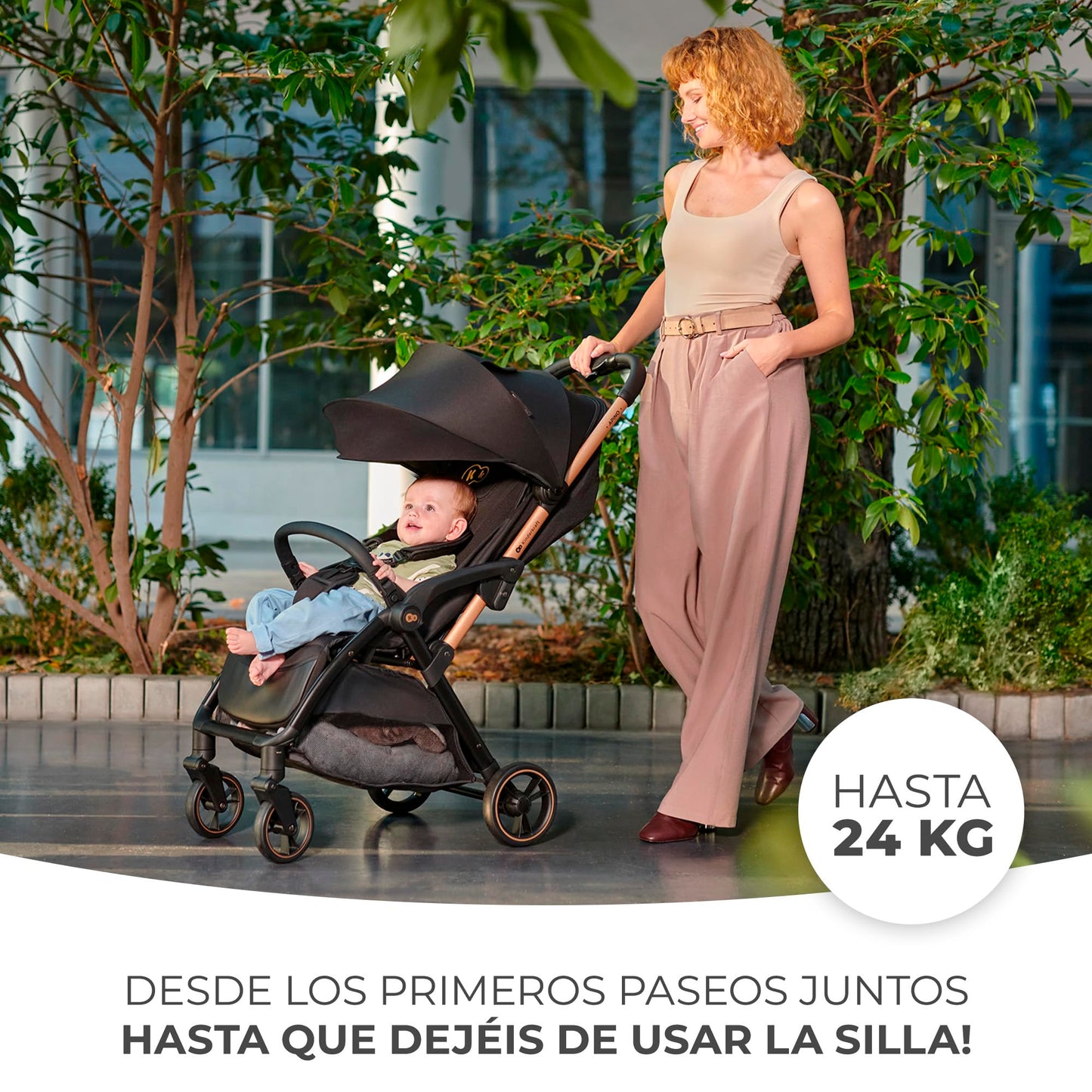Kinderkraft APINO Silla de Paseo Ligera, Plegado Automático, Posición Tumbada, hasta 24 kg, Negro