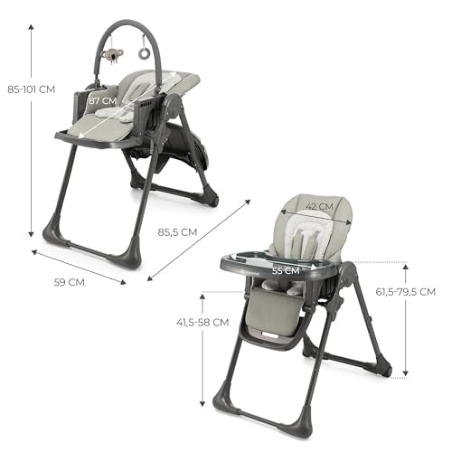 Kinderkraft TUMMIE Trona Evolutiva 2 en 1, desde el Nacimiento, Posición Reclinable, Gris