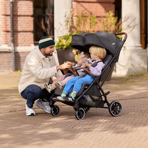 Bebeconfort Mane Carrito Gemelar, Plegado Automático, Reclinación Total, Arnés 5 Puntos, Mineral Graphite