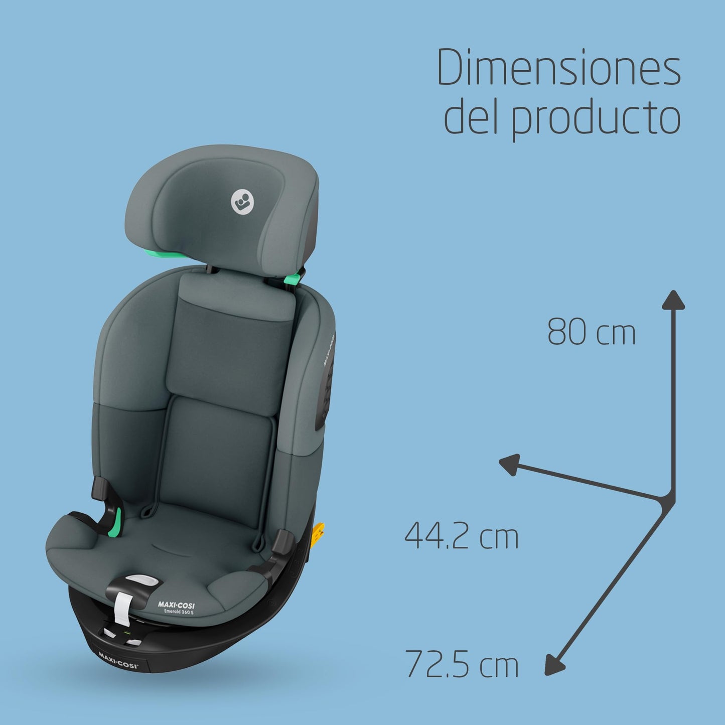 Maxi-Cosi Emerald 360 S i-Size Silla de Coche Giratoria, de 0-12 Años (40-150 cm), Protección G-CELL, Tonal Graphite
