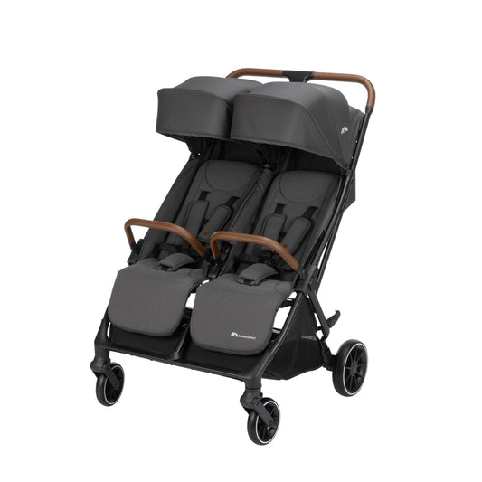 Bebeconfort Mane Carrito Gemelar, Plegado Automático, Reclinación Total, Arnés 5 Puntos, Mineral Graphite