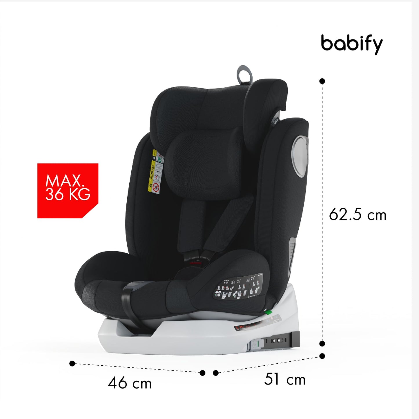 Babify Onboard i-Size Silla de Coche Giratoria 360°