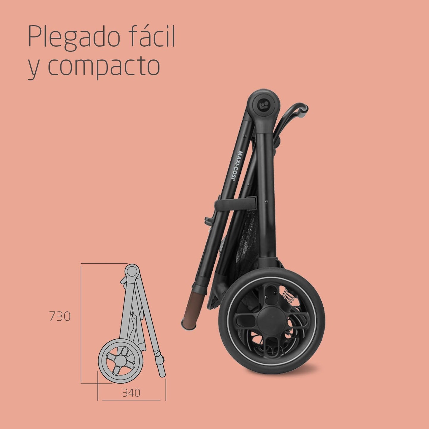 Maxi-Cosi Zelia S Trio Cochecito de Bebé 3 Piezas, con Silla de Coche i-Size, Plegable, de 0-4 Años (hasta 22 kg), Gris