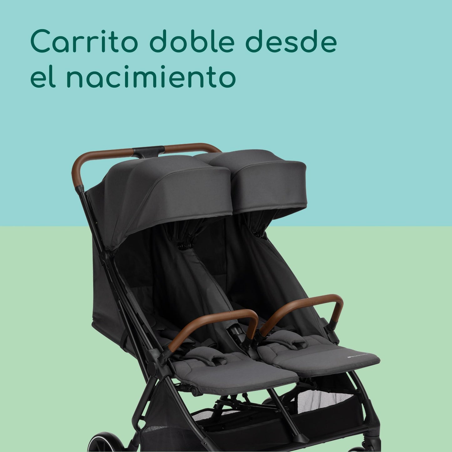 Bebeconfort Mane Carrito Gemelar, Plegado Automático, Reclinación Total, Arnés 5 Puntos, Mineral Graphite