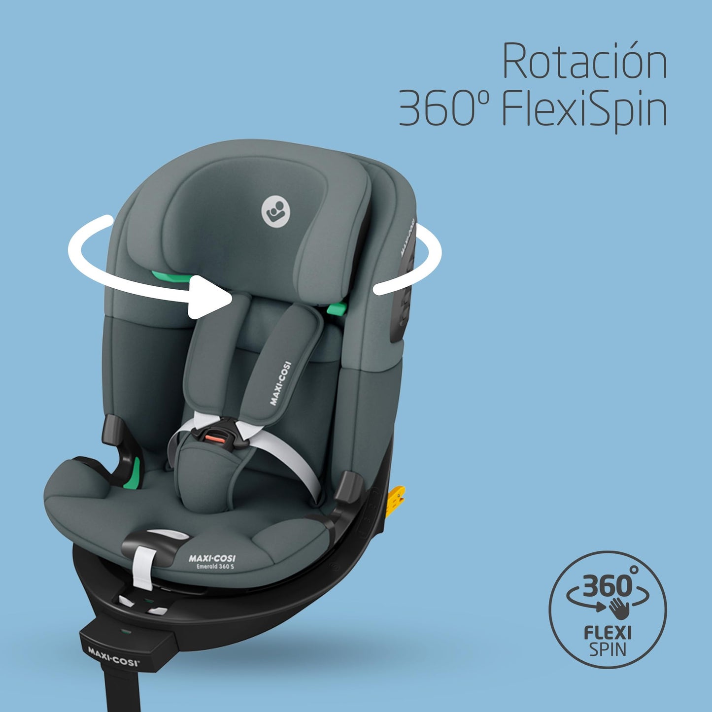 Maxi-Cosi Emerald 360 S i-Size Silla de Coche Giratoria, de 0-12 Años (40-150 cm), Protección G-CELL, Tonal Graphite