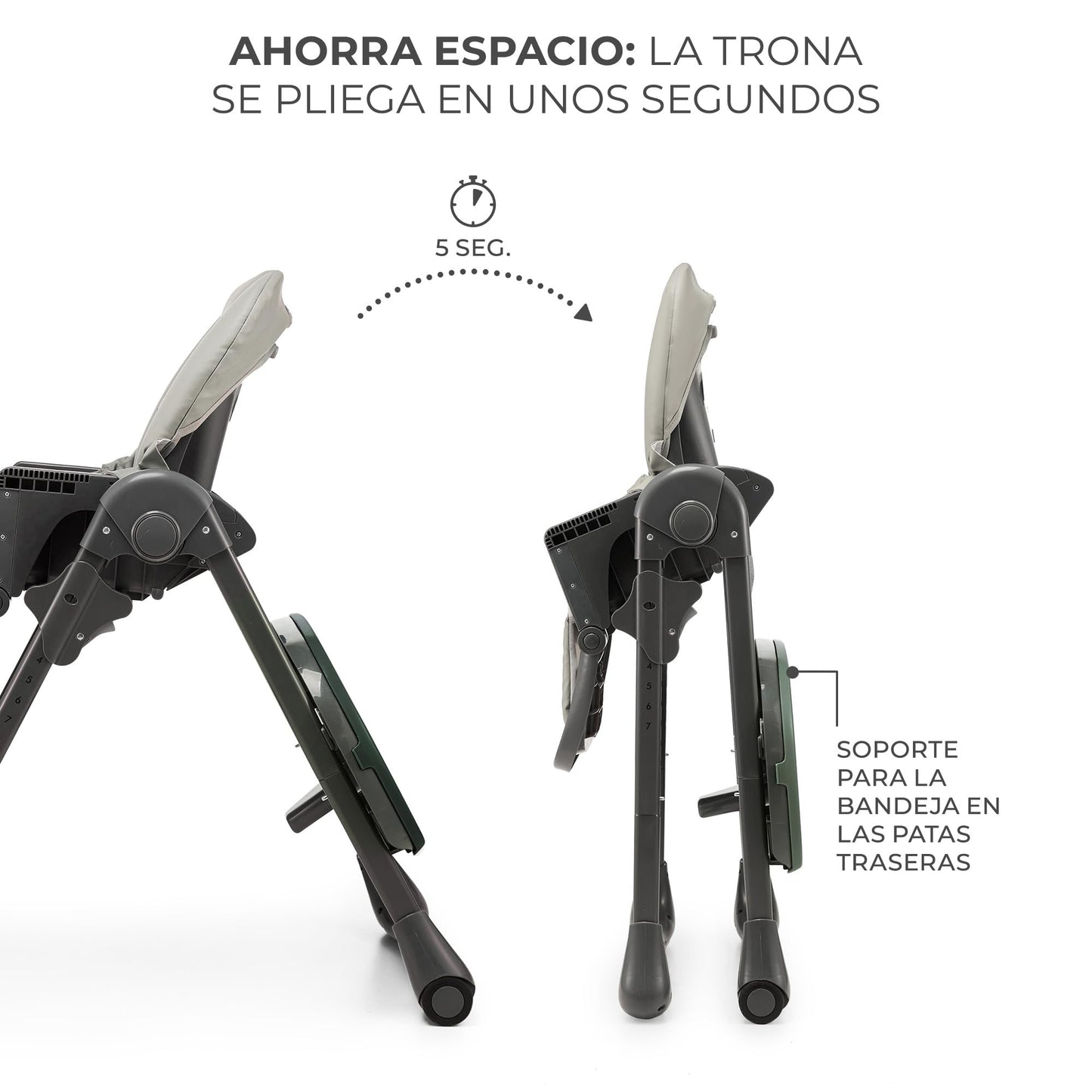 Kinderkraft TUMMIE Trona Evolutiva 2 en 1, desde el Nacimiento, Posición Reclinable, Gris
