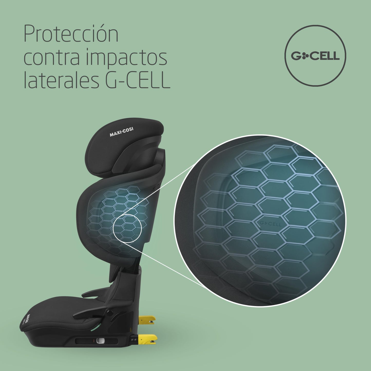 Maxi-Cosi Tanza i-Size Silla de Coche Plegable ISOFIX, de 3.5 a 12 Años (100-150 cm), Protección G-CELL, Full Black