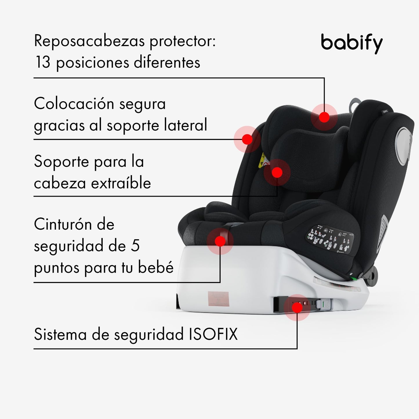 Babify Onboard i-Size Silla de Coche Giratoria 360°