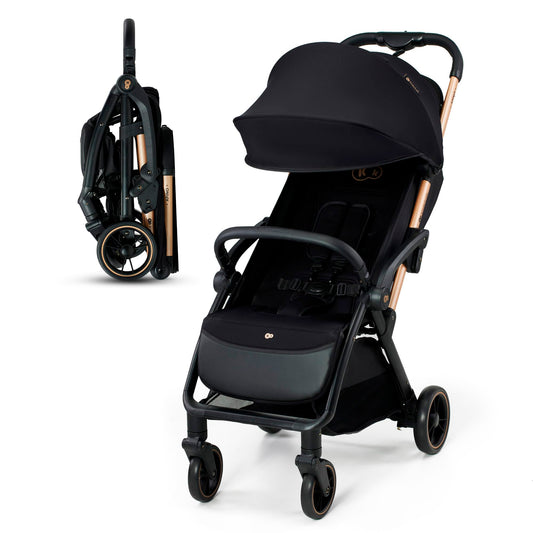 Kinderkraft APINO Silla de Paseo Ligera, Plegado Automático, Posición Tumbada, hasta 24 kg, Negro