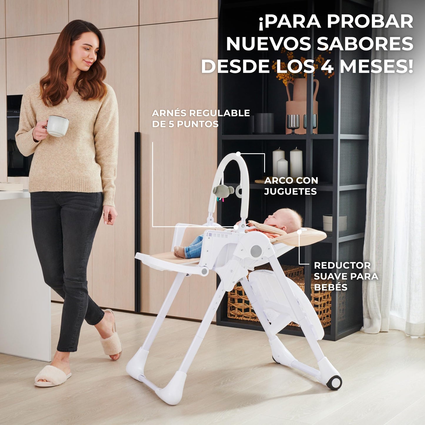 Kinderkraft TUMMIE Trona Evolutiva 2 en 1, desde el Nacimiento, Posición Reclinable, Gris