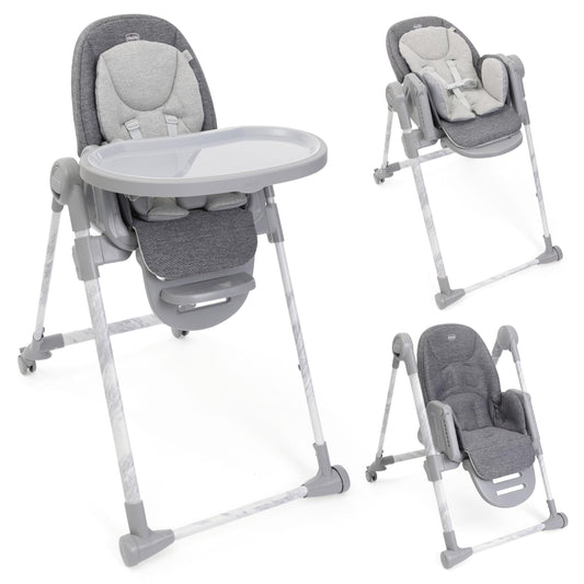 Chicco Polly Armonia Trona Evolutiva 3en1, de 0 Meses a 40 kg, 9 Alturas, Plegado Compacto, Gris Oscuro