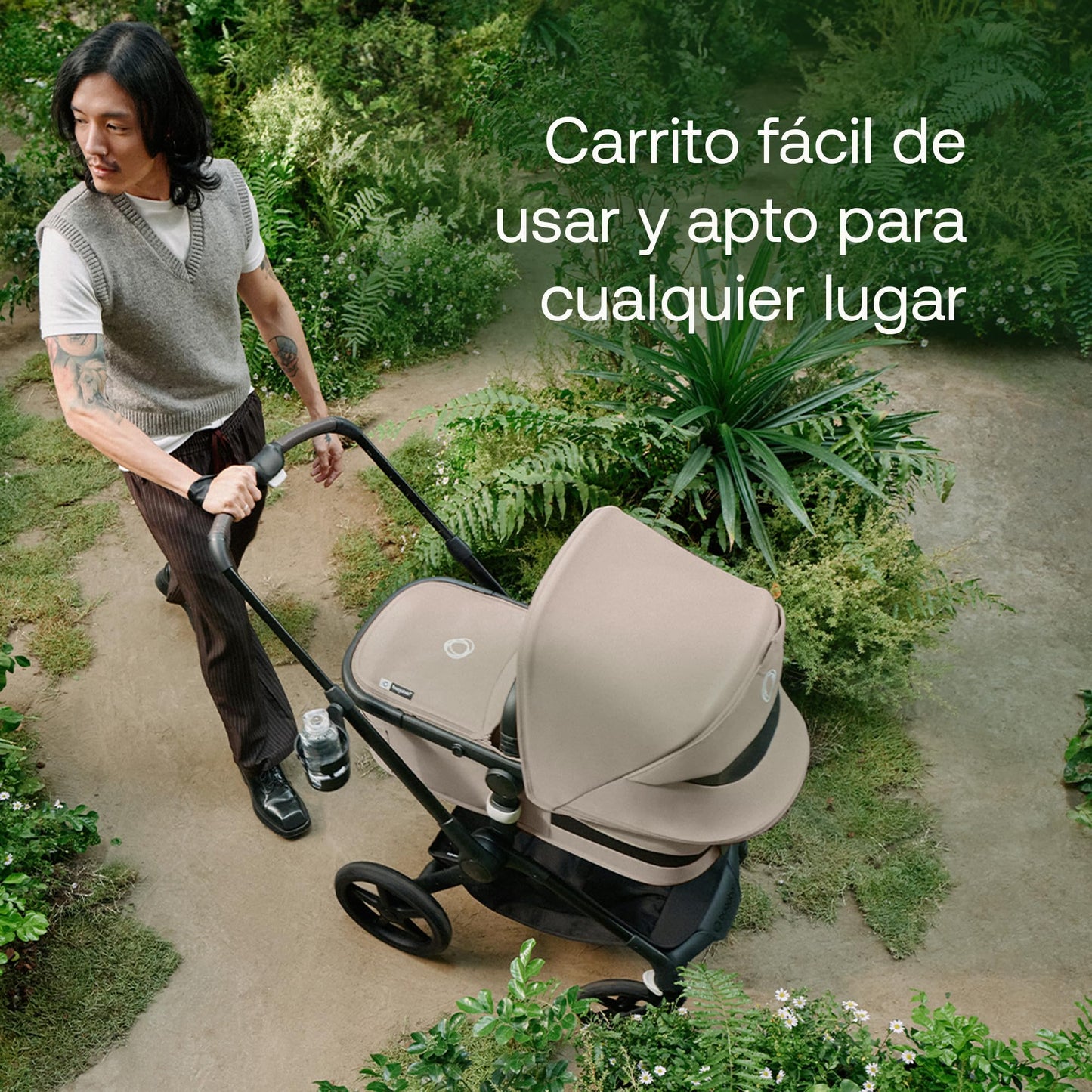 Bugaboo Fox 5 Cochecito de Bebé 2 en 1 Todo Terreno, Suspensión Total, Fácil Plegado, Chasis Negro / Capota Forest Green